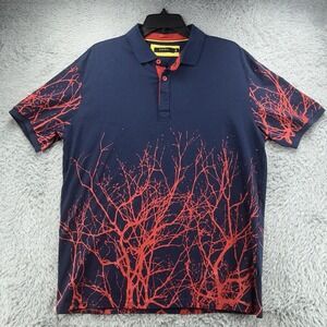 Barabas Polo Shirt Men's 2Xl All over ‎ Print Stretch Navy Designer Casual